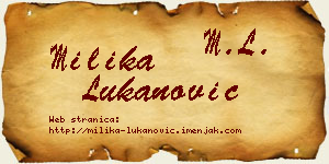 Milika Lukanović vizit kartica